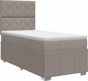 vidaXL Κρεβάτι box spring με στρώμα Taupe 100 x 200 cm Ύφασμα