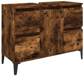 vidaXL Ντουλάπι Νιπτήρα Καπνιστή Δρυς 80x33x60 εκ. Επεξεργ. Ξύλο
