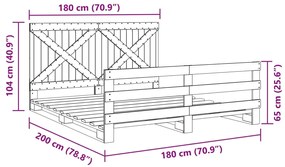 ΠΛΑΙΣΙΟ ΚΡΕΒΑΤΙΟΥ ΜΕ ΚΕΦΑΛΑΡΙ 180X200 ΕΚ. ΑΠΟ ΜΑΣΙΦ ΞΥΛΟ ΠΕΥΚΟΥ 3281578