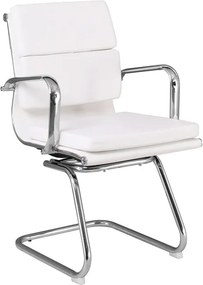 BF4800V Πολυθρόνα Γραφείου Επισκέπτη, Μέταλλο Χρώμιο, PU  Άσπρο   2τμχ