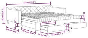 Καναπές Κρεβάτι Συρόμενος Κρεμ 100x200 εκ. Υφασμάτινος Συρτάρια - Κρεμ