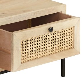 vidaXL Τραπεζάκι Σαλονιού 90x50x37 εκ. Μασίφ Ξύλο Μάνγκο/Φυσικό Καλάμι