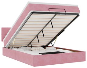 vidaXL Οθωμανικό κρεβάτι με στρώμα ροζ 140x200cm Βελούδο
