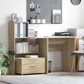 vidaXL Γραφείο Sonoma Δρυς 131.5 x 50 x 106.5 εκ. Επεξεργασμένο ξύλο