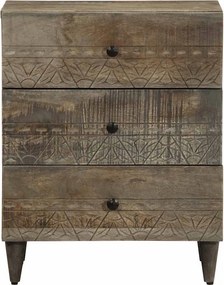 vidaXL κομοδίνο ντουλάπι ανοιχτό γκρι 50x33x60 cm μασίφ ξύλο Mango