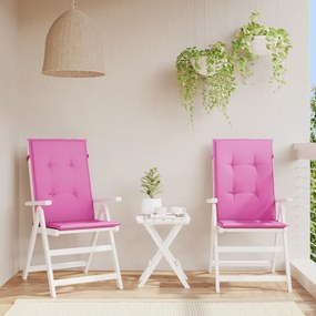 Μαξιλάρια Καρέκλας Κήπου με Πλάτη 2 τεμ. Ροζ 120x50x3εκ. Υφασμα