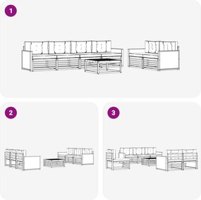 vidaXL Σειρά Καναπέ Εξωτερικού 7 pcs Φυσικό και Μπεζ Πολυεστέρας