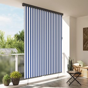 vidaXL Εξωτερικό ρολό Ριγέ Ρυθμιζόμενος Μπλε και λευκό 220 x 250 cm ύφασμα