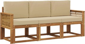 vidaXL Σειρά Καναπέ Εξωτερικού 3 pcs Φυσικό και Μπεζ Πολυεστέρας