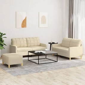 vidaXL Πολυθρόνες Σετ 3 Τεμαχίων Κρεμ από Ύφασμα με Μαξιλάρια