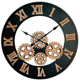 Ρολόι Τοίχου Graniz 351-000018 Φ60x3cm Black Inart Mdf, Metal