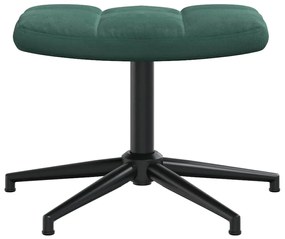 vidaXL Πολυθρόνα Relax Σκούρο Πράσινο Βελούδινη με Σκαμπό