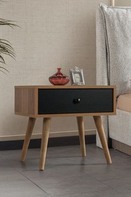 Κομοδίνο Καρυδί / Μαύρο ROZO 55x55x30