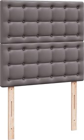 vidaXL Κρεβάτι Boxspring με Στρώμα Γκρι 100x200εκ. από Συνθετικό Δέρμα