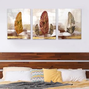 Πίνακας σε καμβά &quot;Autumn Leaves&quot; Megapap τρίπτυχος ψηφιακής εκτύπωσης 126x55x3εκ.