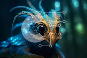 Σετ των 2 Intra Συλλεκτικό Ξύλινο Παζλ Plywood  4mm - Μυστηριώδης μπλε κουκουβάγια στο σκοτεινό δάσος Σε Ξύλινο Κουτί - Διαστάσεις: 10x10 cm – 25 κομμάτια