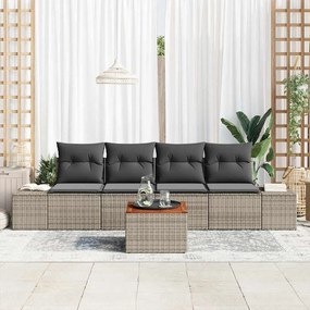 vidaXL Σετ Καναπέ Κήπου με μαξιλάρι 5 pcs Γκρι Πολυ ράταν