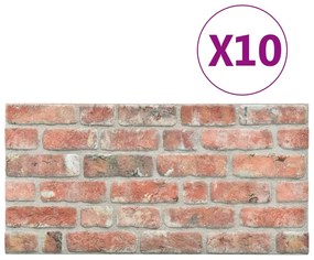vidaXL Πάνελ Τοίχου 3D 10 τεμ. Σχέδιο Τούβλα Κόκκινο EPS