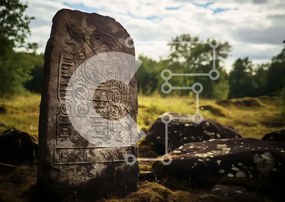 Intra Συλλεκτικό Ξύλινο Παζλ Plywood 4mm - Αρχαίο πέτρινο μνημείο στο γρασίδι Σε Ξύλινο Κουτί - Διαστάσεις Puzzle: 10x10 cm – 25 κομμάτια