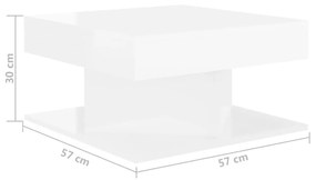 Τραπεζάκι Σαλονιού Γυαλ. Λευκό 57 x 57 x 30 εκ. από Μοριοσανίδα - Λευκό