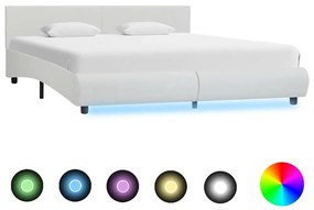 vidaXL Πλαίσιο Κρεβατιού με LED Λευκό 180x200 εκ. από Συνθετικό Δέρμα