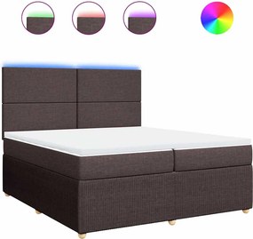 vidaXL Κρεβάτι Boxspring με Στρώμα Σκούρο Καφέ 200x200 εκ. Υφασμάτινο