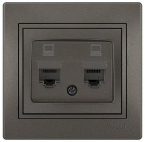 Lezard Πρίζα RJ45 1X8P με 2 Εξόδους Cat 6 Ανθρακί Mira (Πλήρης) 701.4141142