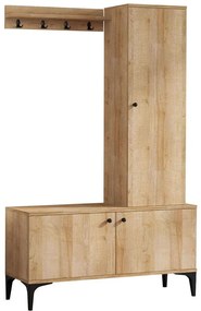 Έπιπλο Εισόδου Lex 793ELG4019 110x40x175cm Oak-Black Μοριοσανίδα, Μελαμίνη