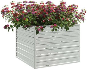 vidaXL Ζαρντινιέρα Υπερυψωμένη Ασημί 100x100x77 εκ. Γαλβανισμ. Χάλυβας