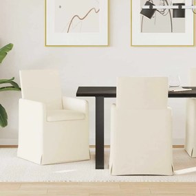 vidaXL Καρέκλες φαγητού με τροχούς 2 pcs Μπεζ 57 x 67 x 95 εκ Λινό