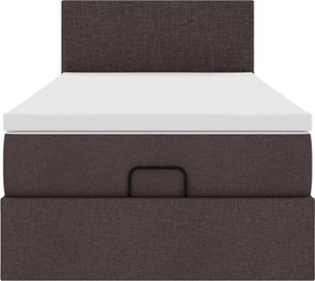 vidaXL Οθωμανικό κρεβάτι με στρώμα σκούρο καφέ 90x200cm ύφασμα