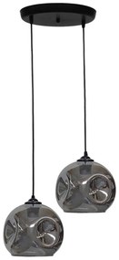 Φωτιστικό Οροφής Pop 02-0390 2/Ε27 Μπάλες Φ20cm Φ36x85cm Fume-Black Heronia Μέταλλο,Γυαλί