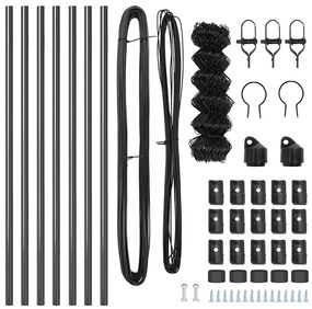 vidaXL Φράχτης από αλυσίδα με στήλες Γκρι 0.4 x 10 μ Ατσάλι