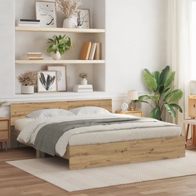 vidaXL Κρεβάτι με Κεφαλάρι σε Παλιό Δρύς – 180 x 200 εκ, από τεχνητό ξύλο.