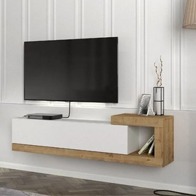 Megapap Έπιπλο Τηλεόρασης Επιτοίχιο Volare Λευκό - Sapphire Oak 150x29,6x38,6εκ.