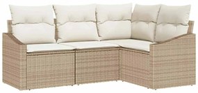 vidaXL Σέτ φαγητού για κήπο με μαξιλάρι 4 pcs Μπεζ, Κρέμα