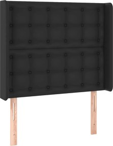 vidaXL Κρεβάτι Boxspring με Στρώμα &amp; LED Μαύρο 90x200 εκ. Συνθ. Δέρμα