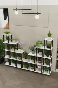Stewehome πολυόροφος σταντ για γλάστρες με ράφια από λευκή μελαμίνη