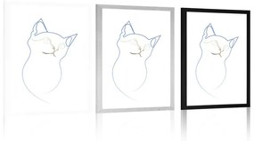 Αφίσα με πασπαρτού Χρωματιστές γραμμές της γάτας - 30x45 silver