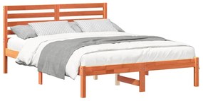 vidaXL Σκελετός Κρεβατιού Καφέ κεριού 135 x 190 cm Μασίφ ξύλο πεύκου