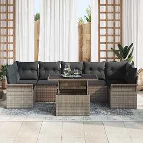vidaXL Σετ Καναπέ Κήπου με μαξιλάρι 8 pcs Γκρι Πολυ ράταν