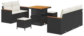 vidaXL Σετ Καναπέ Κήπου με μαξιλάρι 8 pcs Μαύρο Πολυ ράταν