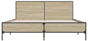 vidaXL Πλαίσιο Κρεβατιού Sonoma Δρυς 150x200 εκ. Επεξ. Ξύλο &amp; Μέταλλο