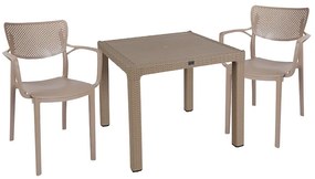 Intrahome Τραπεζαρία Explore-Frontline Intrahome σετ 3τεμ PP cappuccino 90x90x73,5εκ | SKU: INTRAPA-364111185