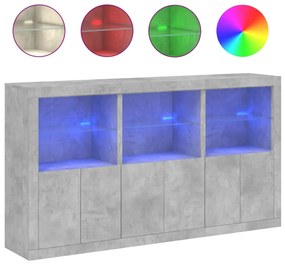 vidaXL Μπουφές με Φώτα LED Γκρι Σκυροδέματος 181,5 x 37 x 100 εκ.