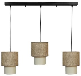 Κρεμαστό Φωτιστικό Οροφής 3xE27 Ύφασμα HK-10 Heronia Lighting-14-0277-Καφέ 14-0277