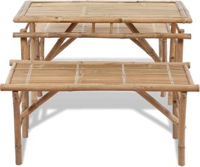 vidaXL Τραπέζι Μπύρας με 2 Παγκάκια 100 εκ. από Μπαμπού