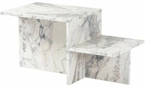 Τραπεζάκι Καφέ Harmony Λευκό Γκρι 80 x 40 x 40 cm Μάρμαρο
