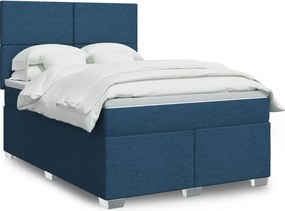 vidaXL Κρεβάτι Boxspring με Στρώμα Μπλε 160x200 εκ. Υφασμάτινο