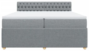 Κρεβάτι Boxspring με Στρώμα Ανοιχτό Γκρι 200x200 εκ. Υφασμάτινο - Γκρι